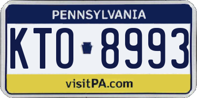 PA license plate KTO8993