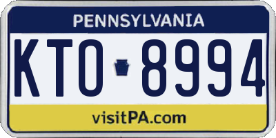 PA license plate KTO8994