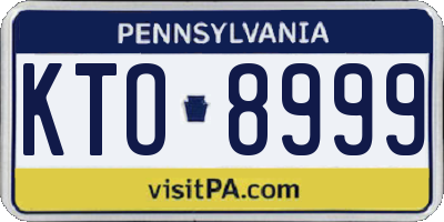 PA license plate KTO8999