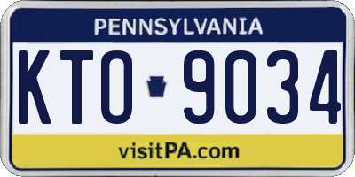 PA license plate KTO9034