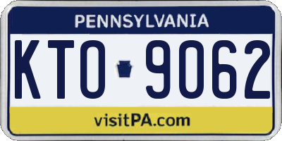 PA license plate KTO9062