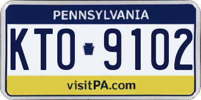 PA license plate KTO9102