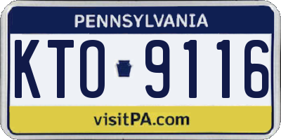 PA license plate KTO9116
