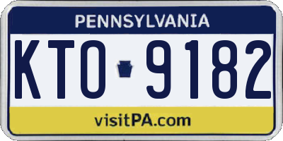 PA license plate KTO9182