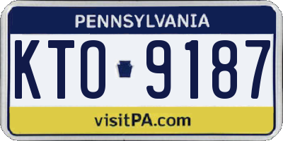 PA license plate KTO9187