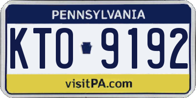 PA license plate KTO9192
