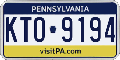 PA license plate KTO9194