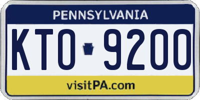 PA license plate KTO9200