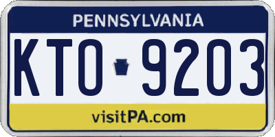 PA license plate KTO9203