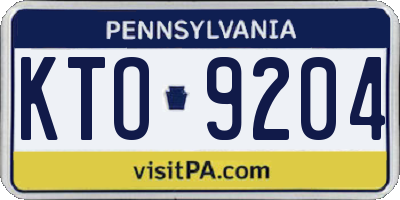 PA license plate KTO9204