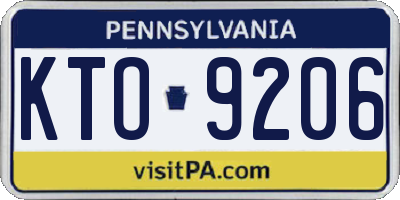 PA license plate KTO9206