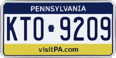 PA license plate KTO9209