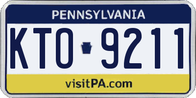 PA license plate KTO9211