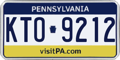PA license plate KTO9212