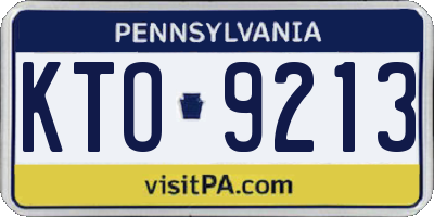 PA license plate KTO9213