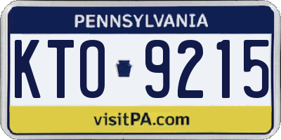 PA license plate KTO9215