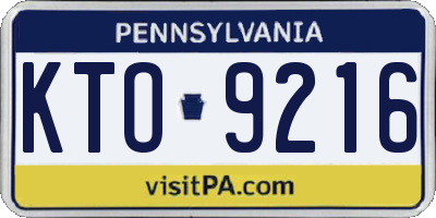 PA license plate KTO9216