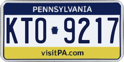 PA license plate KTO9217