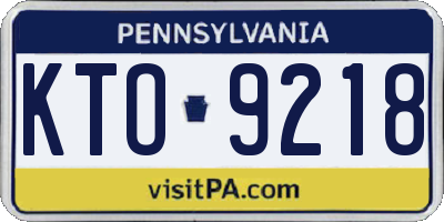 PA license plate KTO9218