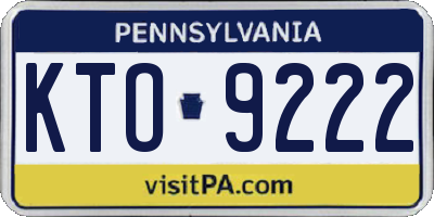 PA license plate KTO9222