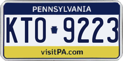 PA license plate KTO9223