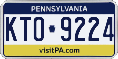 PA license plate KTO9224