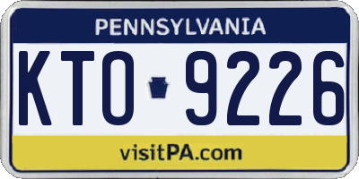 PA license plate KTO9226