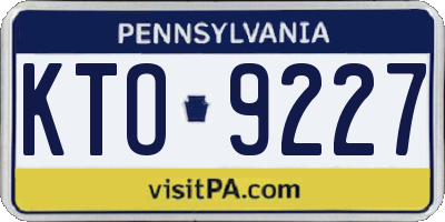 PA license plate KTO9227