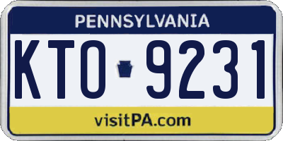 PA license plate KTO9231
