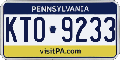 PA license plate KTO9233