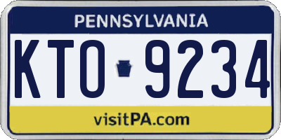 PA license plate KTO9234