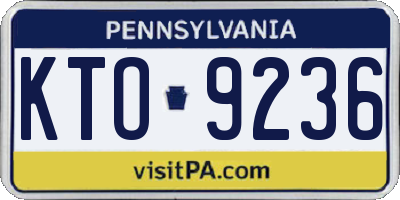 PA license plate KTO9236