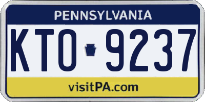 PA license plate KTO9237