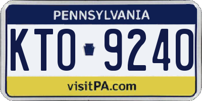 PA license plate KTO9240