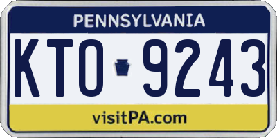 PA license plate KTO9243