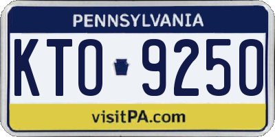 PA license plate KTO9250