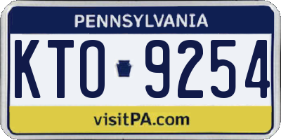 PA license plate KTO9254
