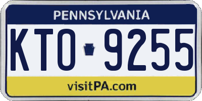 PA license plate KTO9255