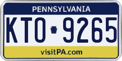 PA license plate KTO9265