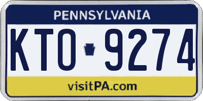 PA license plate KTO9274