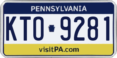 PA license plate KTO9281