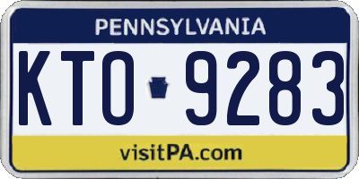 PA license plate KTO9283