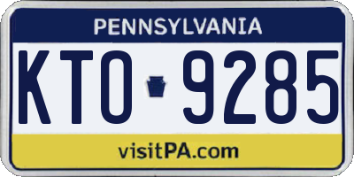 PA license plate KTO9285