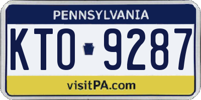 PA license plate KTO9287