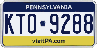 PA license plate KTO9288