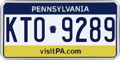 PA license plate KTO9289