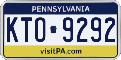 PA license plate KTO9292