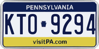 PA license plate KTO9294