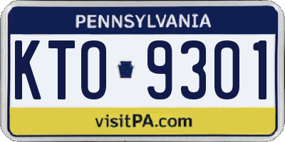 PA license plate KTO9301