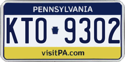 PA license plate KTO9302